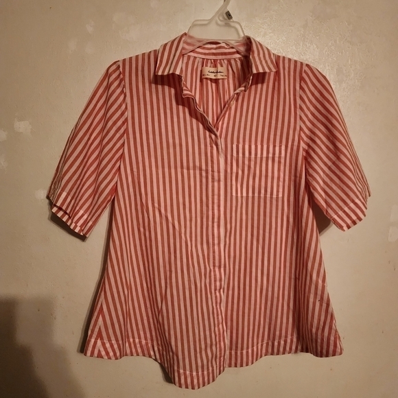 Isabella Sinclair Wellesley Striped Top XS Red White Anthropologie - Picture 2 of 9